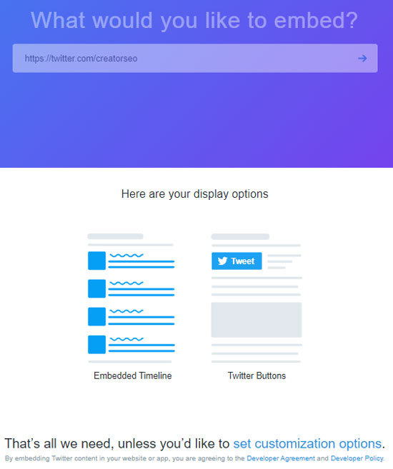 Twitter Feed Settings Form