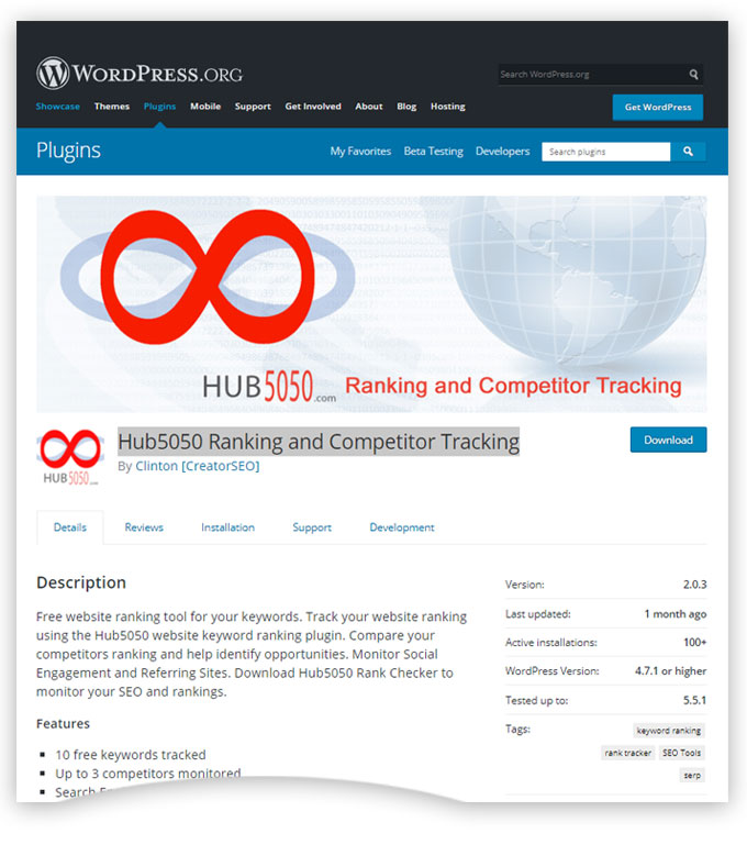 Hub5050 Ranking and Competitor Tracking on WordPress