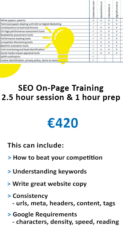 SEO on-page training Ireland